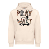 Sandshell Pray Trust Wait Repeat Urban Hoodie - CowhideDigitalArt