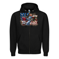 Black Born to be free Zipper Hoodie - CowGirlArtShop