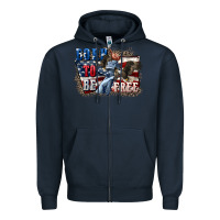 Navy Born to be free Zipper Hoodie - CowGirlArtShop