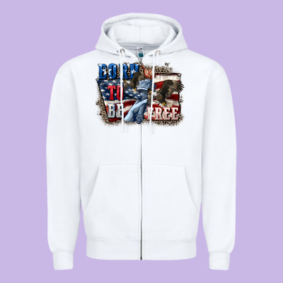 Born To Be Free Zipper Hoodie Designed By Cowgirlartshop