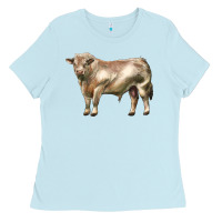 Baby Blue charolais bull Ladies Tee - LillyAllenDesigns