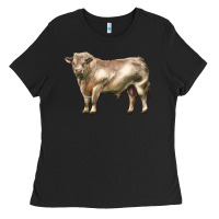 Black charolais bull Ladies Tee - LillyAllenDesigns