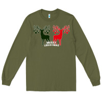 Army Green Merry Christmas Reindeer Long Sleeve Tee - Bettercallsaul