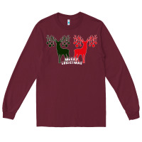 Burgundy Merry Christmas Reindeer Long Sleeve Tee - Bettercallsaul