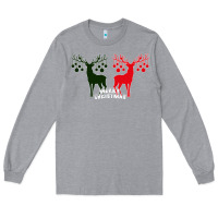 Heather Grey Merry Christmas Reindeer Long Sleeve Tee - Bettercallsaul
