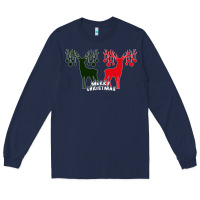 Navy Merry Christmas Reindeer Long Sleeve Tee - Bettercallsaul