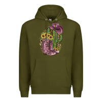 Army Green Pink Cowboy Boots Premium Hoodie - JahusDesignShop