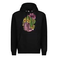 Black Pink Cowboy Boots Premium Hoodie - JahusDesignShop