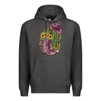 Charcoal Heather Pink Cowboy Boots Premium Hoodie - JahusDesignShop
