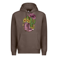 Coffee Pink Cowboy Boots Premium Hoodie - JahusDesignShop