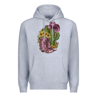 Heather Grey Pink Cowboy Boots Premium Hoodie - JahusDesignShop