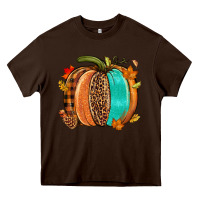 Chocolate Brown Fall leopard pumpkin Heavy Core Tee - NancyCooperArtShop
