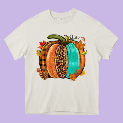Fall Leopard Pumpkin Heavy Core Tee Designed By Nancycooperartshop