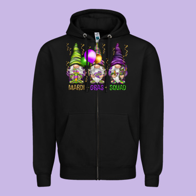 Mardi Gras Squad With Gnomies Zipper Hoodie Designed By Howdyjamesfarm