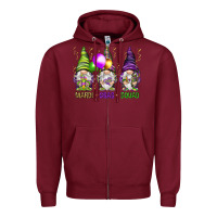 Burgundy Mardi Gras squad with gnomies Zipper Hoodie - HowdyJamesFarm