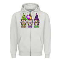 Dove Grey Mardi Gras squad with gnomies Zipper Hoodie - HowdyJamesFarm