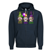 Navy Mardi Gras squad with gnomies Zipper Hoodie - HowdyJamesFarm