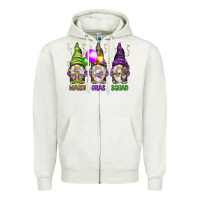 Oatmeal Heather Mardi Gras squad with gnomies Zipper Hoodie - HowdyJamesFarm
