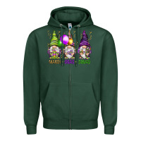 Sports Green Mardi Gras squad with gnomies Zipper Hoodie - HowdyJamesFarm