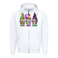 White Mardi Gras squad with gnomies Zipper Hoodie - HowdyJamesFarm