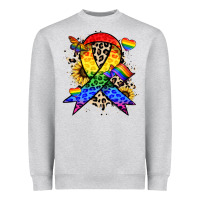 Heather Grey Pride ribbon Heavyweight Sweatshirt - NancyCooperArtShop