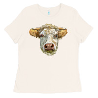 Bone Charolais bull face Ladies Tee - LillyAllenDesigns