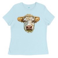 Baby Blue Charolais bull face Ladies Tee - LillyAllenDesigns