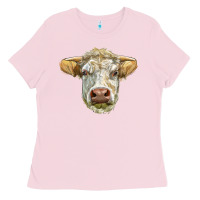 Bubblegum Pink Charolais bull face Ladies Tee - LillyAllenDesigns