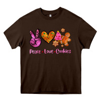 Chocolate Brown peace love cookies Heavy Core Tee - AdoDesignShop