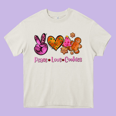 Peace Love Cookies Heavy Core Tee Designed By Adodesignshop
