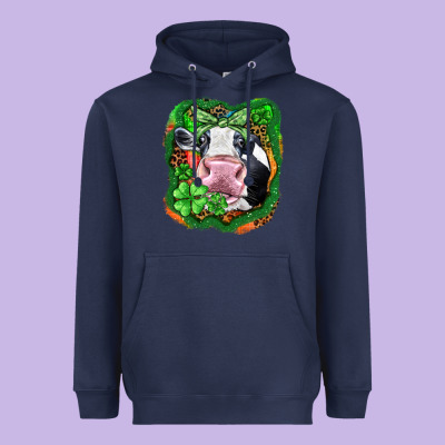 St. Patrick's Day Cow Heavyweight Hoodie Designed By Fadigitalartstudio