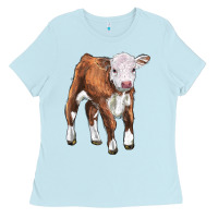 Baby Blue hereford calf Ladies Tee - LillyAllenDesigns