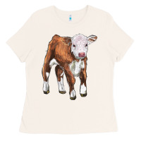 Bone hereford calf Ladies Tee - LillyAllenDesigns