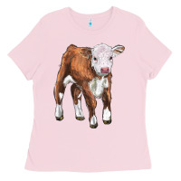 Bubblegum Pink hereford calf Ladies Tee - LillyAllenDesigns