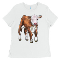 White hereford calf Ladies Tee - LillyAllenDesigns
