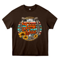 Chocolate Brown stay wild horseshoe Heavy Core Tee - Jasminsmagicworld