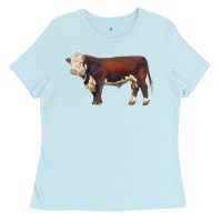Baby Blue hereford bull Ladies Tee - LillyAllenDesigns
