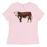 Bubblegum Pink hereford bull Ladies Tee - LillyAllenDesigns