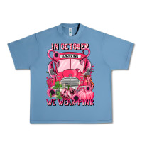 In October We Wear Pink Halloween School Bus Urban Heavy Tee | Teevron