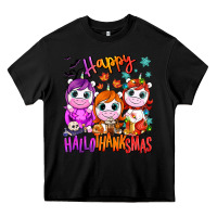 Black Happy Hallothanksmas unicorns Heavy Core Tee - NancyCooperArtShop