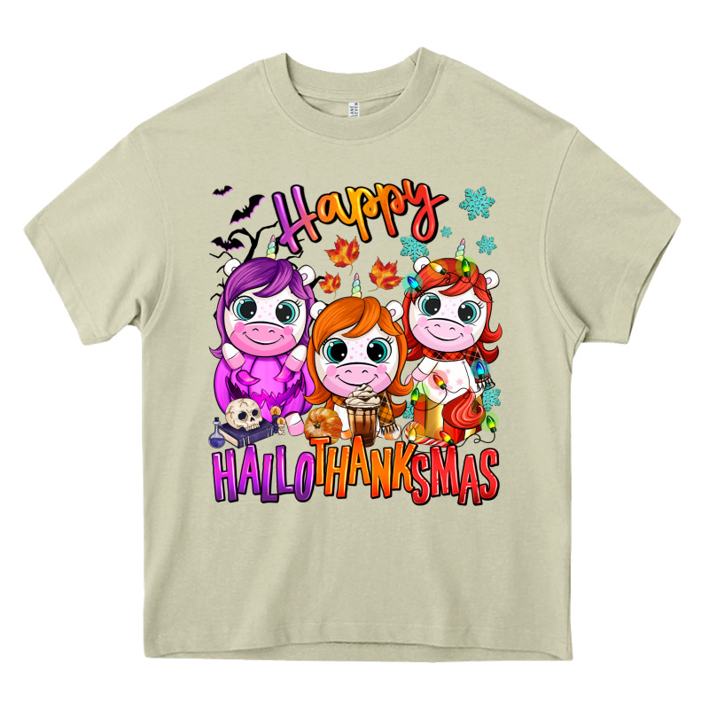 Happy Hallothanksmas Unicorns Heavy Core Tee by NancyCooperArtShop | Teevron