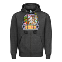 Charcoal Heather Happy Easter bunny truck Easter Day Zipper Hoodie - CowGirlArtShop