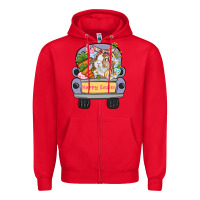 Red Happy Easter bunny truck Easter Day Zipper Hoodie - CowGirlArtShop