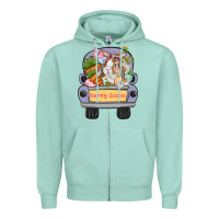 Seafoam Happy Easter bunny truck Easter Day Zipper Hoodie - CowGirlArtShop