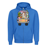 True Royal Happy Easter bunny truck Easter Day Zipper Hoodie - CowGirlArtShop