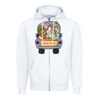 White Happy Easter bunny truck Easter Day Zipper Hoodie - CowGirlArtShop