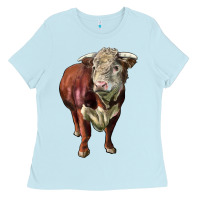 Baby Blue hereford bull face Ladies Tee - LillyAllenDesigns