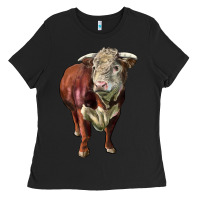 Black hereford bull face Ladies Tee - LillyAllenDesigns