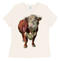 Bone hereford bull face Ladies Tee - LillyAllenDesigns