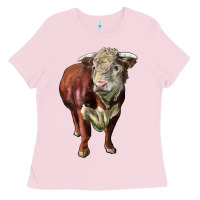 Bubblegum Pink hereford bull face Ladies Tee - LillyAllenDesigns